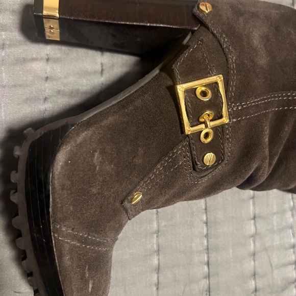 Tory Burch brown suede tall motorcycle boots size 6 - Picture 3 of 10